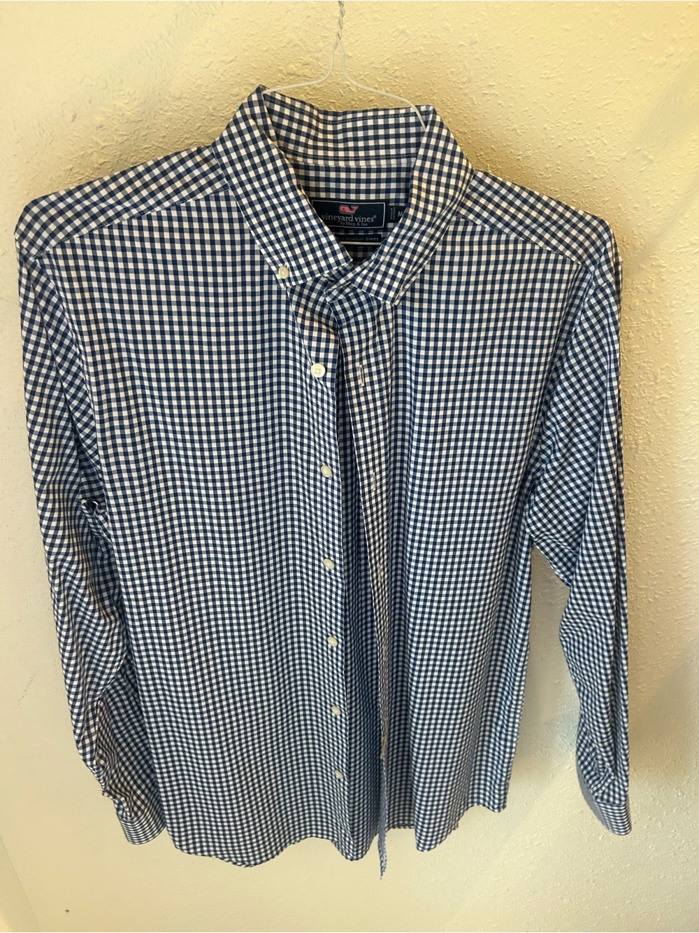 Vineyard Vines Navy and White Gingham Button-Down Dress Shirt